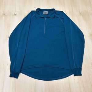 Vintage Nashbar Cycling Biking Jersey Men Large Blue Akwatek Long Sleeve 1/4 Zip
